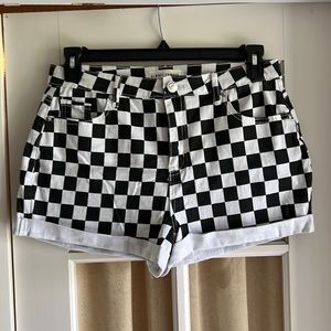 checkered shorts, never worn, size 13 & excellent condition